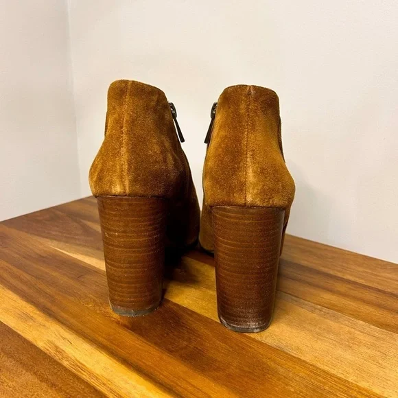 Jessica Simpson perforated suede open toe stacked heel booties - Picture 3 of 8